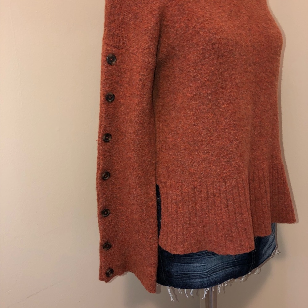 Madewell Rust Button Sleeve Pullover Sweater,Size… - image 7